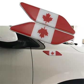 2TK Chrome Tarvikud Auto Poritiiva Sisekujundus 3D Kleebis Decal Saksamaa, prantsuse-Ameerika ja Kanada Lipp, Logo, Märk Embleemi Universal