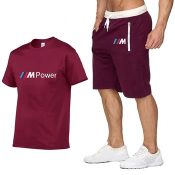 2021 uue brändi meeste BMW sport särk mood suvel meeste puuvillased T-särk + lühikesed püksid vabaaja ülikond spordirõivad, meeste riided