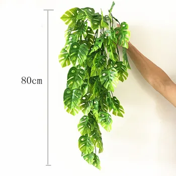 80cm Kunstlik Roheline Taim Kilpkonn Jätab Seina Riputamise Rotangist Palm Leaf Lill Maple Leaf Pulm Aed Rõdu Kodu Kaunistamiseks