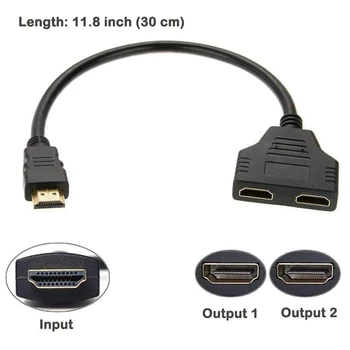 1080 HDMI Splitter, 1 Sisend Meeste ja 2 Väljund Naine Port Kaabel Adapteri abil videoid HDTV PS4 PS3