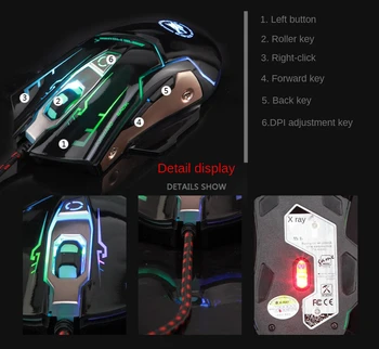 Ergonoomiline Wired Gaming Mouse 6 Nuppu, LED USB Arvuti Hiirt Mängija Professionaalne Vaikne Mause Koos Taustvalgus ARVUTI Sülearvuti