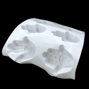 Silikoon Kook Hallituse Fatima Hamsa DIY Küpsetamine Hallituse Köök Vahend 3D Palm Käsi Magustoit Saia Hallitus Maskott Küünla valmistamiseks Juhuslik Värv