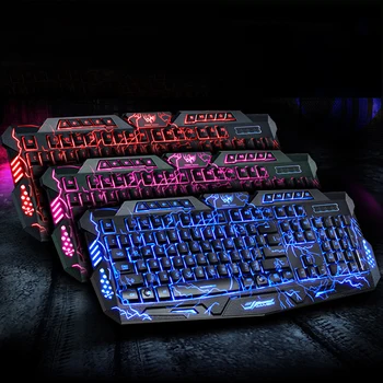 Mehaaniline Klaviatuur, Hiir LED 3-Värviline USB Wired Gaming Klaviatuuri Hiire Lahe Värviline Hingamine Taustavalgustusega, Veekindel Crack ' i Klaviatuur