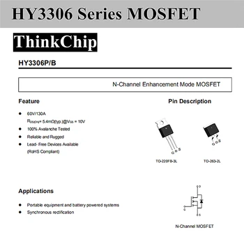 (10tk) HY3306 Seeria N-Channel Suurendamise Mode MOSFET (HY3306P/TO220 HY3306B/TO263) UUS Originaal