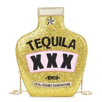 Mood Stiil Tequila Pudel Kotis Ehitud Tikandid Kirja Vaas Kuju Kett Õlakott, Daamid Käekott Crossbody Kotid