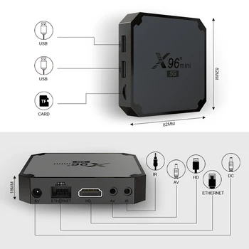 X96 Mini STB Android 9.0 S905W Quad Core 1GB 8GB 2,4 GHz, 5 ghz WiFi Smart TV Box Mini Smart TV Box Ultra HD Media Player