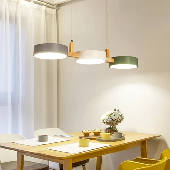 Põhjamaade LED-ring/ruut plafon lühter kaasaegne lihtne wood & metal elutuba, magamistuba hotel pood kohvik rippuvad valgus