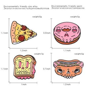 Cartoon Toidu Emailiga Pin-Pizza, Hot Dog Sandwich Terviseks Donut Sõle Kotti Riideid Rinnamikrofon Pin Badge Ehted Kingitus Lastele Sõbrad