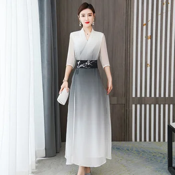 Elegantne Hiina Kleidid 2021 Suvel Cheongsam Vestido Vietnami Traditsioonilisi Kleit Rüü Vintage Femme Hiina Kleit Qipao FF3034