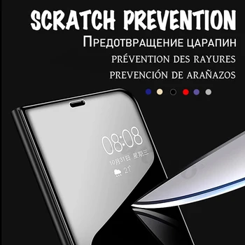 Luksus Katmine, Smart Mirror Telefoni Juhul Nahast Samsung Galaxy A7 2018 / A750 Klapp tagakaas SamsungA7 A72018 Mobiil Fundas