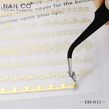 NAILCO 3D Küünte Kleebis Kõver Triip Read Küüned Kuld, Hõbe Triip Read Metallist UV Küüned Litrid Decor Maniküür