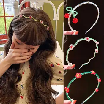 Korea Crystal Bow Hairbands Tüdrukute Kids Armas Kirss Lill Kawaii Juuste Aksessuaarid, Naised, Tamiil Helmed Juuksed Ornament
