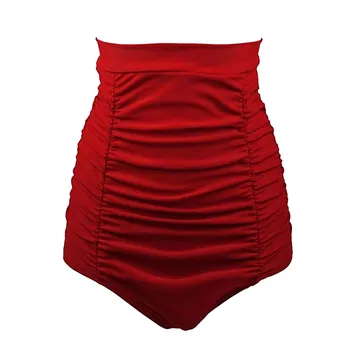 Naiste Suvel Uus Mood Plisseeritud Kõrge Vöökoht Püksikud Supelrõivad Supelda Naiste Pluss Suurus Õõnes Läbi Kõrge Vöökoht Bikini Bottom #1G