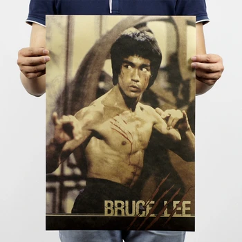 Vintage Bruce Lee Portree-Filmi Plakat Seina Art Plakatid Kodu Kohvik Tuba Decor Kleebised Jõupaber Seina Kleebised