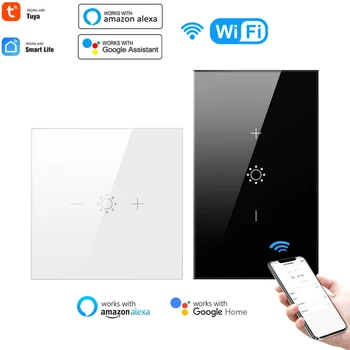 Wifi Smart Light Switch Klaasist Ekraan, Touch Panel Hääljuhtimine Traadita Seina Dimm Lülitub Kaugjuhtimispult Koos Alexa Google Kodu