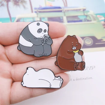Cartoon bear kogumise emailiga sõrmed Armas loom Prossid Riided pääsme Mood hallivõitu ja jää karu Panda Ehted lastele