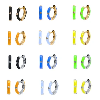 ROXI Vask Värviline Ring Hoop Kõrvarõngad Naistele 2021 Trendikas Tilkuva Õli Ehted Kõrvarõngad Ins Tsirkoon Kristallid Huggie Kõrvarõngas