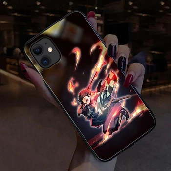 Jaapani Anime LED Flash Kõne Valguse puhul Samsung Galaxy S21 Pluss S30 Pluss S21 Ultra telefon juhtudel Karastatud Klaasist Kate Tagasi coque