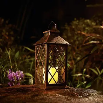 Väljas Retro LED Rippus Lamp Sile Välimus, Suurepärane Viimistletud Laterna Päikese Õue Dekoratiivsed Aia Küünla Valgus D0X6
