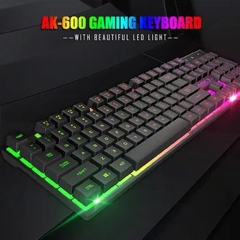 AK-600 104-sisestage traadiga vaikne gaming klaviatuuri RGB taustavalgustusega PC ergonoomiline klaviatuur