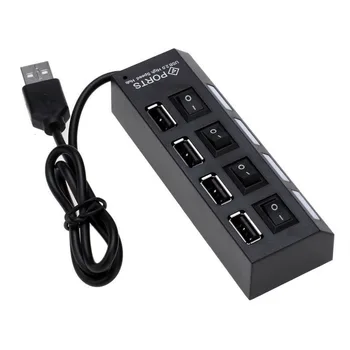 Uusim Plug and Play Slim & Light kiire 4 Ports-USB 2.0 Liides Väline Multi Laiendamine Hub koos SISSE / VÄLJA Lüliti