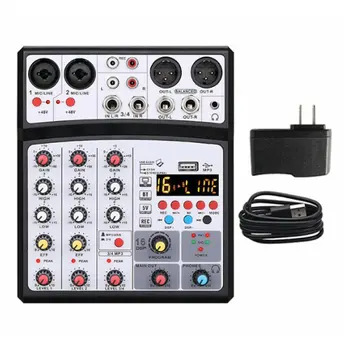 4 Kanalit Audio-Sound Mixer DJ Segamine Konsooli USB-48V Phantom Power 16 DSP Efektid