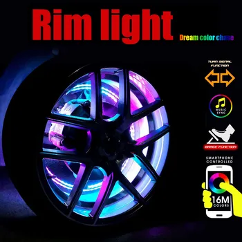 Uusim 4tk RGB LED Ratta Ringi Tuled 15.5 tolline Bluetooth App Kontrollitud IP68 Veekindel Rida Hele Riba Auto, Veoauto, MAASTUR