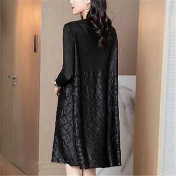 Miyake plisseeritud kleit naiste kevad uus rasketööstuse plisseeritud fashion lahti suur maht oli õhuke temperament väike must kleit