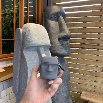 Lihavõttesaare Moai hiiglaslik kivi statue pehmest Silikoonist Puhul apple Airpods 1 2 3 Pro Bluetooth-peakomplekti Kaitsev kate Kõrvaklapid