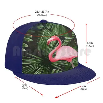 Troopiline Flamingo Ja Õie Palm Tree Jätab Roheline Must Baseball Cap Unisex Silma Vabaaja Prindi Reguleeritav Troopiline Vihmamets