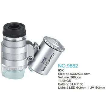 2 Tüüpi 60X Luup Universal Mobile Telefon Kaasaskantav Clip LED-Mikroskoop, Luup Luup UV Valuuta Detektor Taskulamp