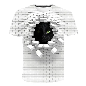 2021 Multikas Loomade Uus Mood Seina disain Poisid Must 3D Cat T-Särgid Kujunduse Laste T-särgid 4-14Years Tüdrukud Tops Tees