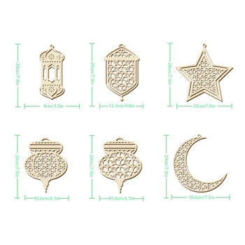 Ramadan Eid Mubarak Nontoxic Puidust Käsitöö Kuu Tahvel Decor Kodus Ripub Ornament Ukse Akna Festival Pool Tarvikud