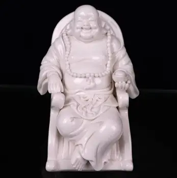 Hiina seiko Valge glasuur, keraamiline istuda maitreya Buddha kuju käsitöö