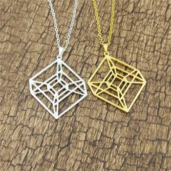 Drop Shipping Mood Hypercube Püha Geomeetriline Kaelakee Naiste Tesseract Kuld Kaelakee Ehted 4D Cube Kaelakee