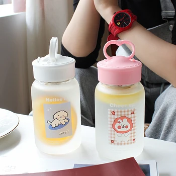 Silikoon Klaasist Pudelid Läbipaistev Cartoon Jäätunud vee Pudelid lekkimiskindlates Drinkware Armas Õpilane Tüdruk Kingitus Cup