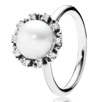 Uus 925 Hõbe Sõrmus Tõusis Pimestav Daisy Lill Igavest Armu Pärl, Mille Ring Crystal Naiste Kingitus Pandora Ehted