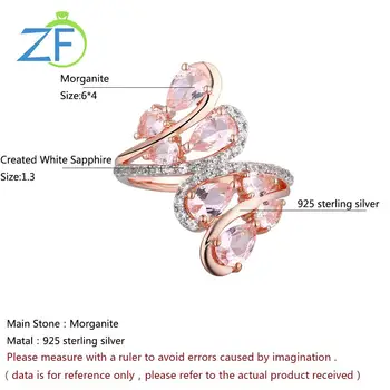 GZ ZONGFA Jõulud Kingitus Morganite Roosa Gemstone 14k Tõusis Peen Ehted Naistele 925 Sterling Silver Ring