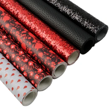 6tk/palju 20*33cm Must Punane Seeria Faux Sünteetilisest Nahast Kangast Vibud Lehed on Käsitöö DIY Käsitöö Materjalid,1Yc10565