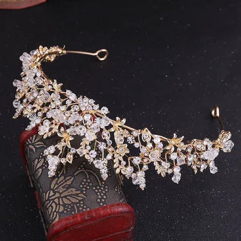 Luksus Bridal Crown Tiaras Käsitöö Rhinestone Crystal Jätab Crown Tiaras Pruudi Peapaelad Naiste Pulm Ehted Tarvikud VL