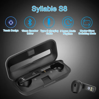 Uus Touch SILP S8 TWS Peakomplekt Sobib BT V5.0 Helitugevuse Kontroll Tõsi, Traadita Stereo Earbuds SILP S8 13 mm Kõlar Juht