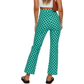 Naiste Vabaaja Mood Y2k Skinny Püksid Naiste Suvel Klassikaline Kõrge Vöökoht Ruuduline Trükitud Slim Fit Põletatud Püksid