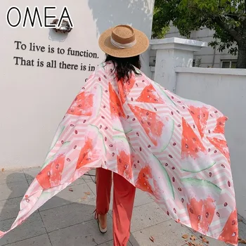 OMEA Arbuus Salli Naiste korea Stiilis Uued Trükitud Sall Tutt Cotton Beach Pikk Sall Suvel Reisida Päikesekaitsetoodete Silk Hijab