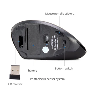 Juhtmeta Hiir Vertical Mouse USB Arvuti Hiired Ergonoomiline Töölaud Püsti Hiirt, 1600DPI ARVUTI Sülearvuti Office-Kodu Dropshipping