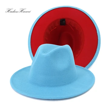 Euroopa Ameerika Moe Uus Jazz Panama Villa Tundnud Fedora Müts Järve Sinine Punane Segast Kevad-Sügis-Talve Kiriku Poole Müts