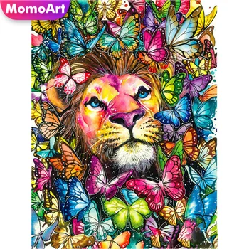 MomoArt DIY Diamond Värvimine Butterfly Täis Square Diamond Tikandid Loomade Kive Mosaiik Lõvi ristpistes Home Decor