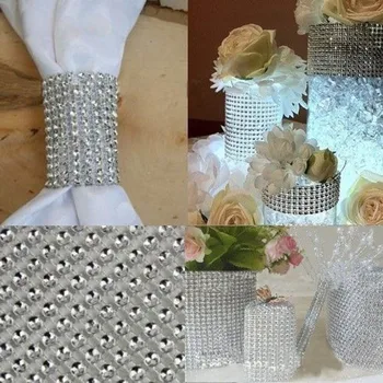 Läikiv Crystal Diamond Flower Mesh wrap Rihma Rull Rhinestone Ribbon Lillekimpude Küünal Omanik Vaasid Pulmapidu Teenetemärgi