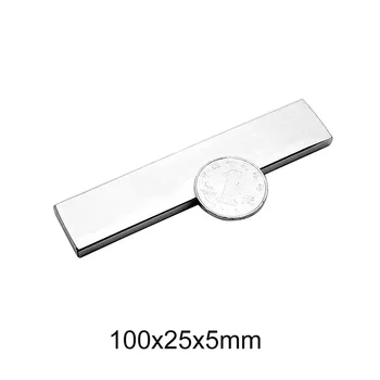 1/2/5TK 100x25x5 Tugev Plokk Magnet magnet 100x25x5 mm Neodüüm Magnet 100mm x25mm Alalise NdFeB Magnet tugev 100x25x5mm