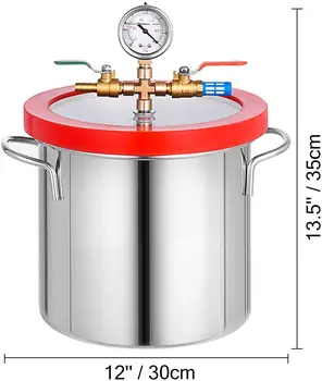 2 Gallon 9L vaakumkambris, milles on vaakum degaseerimine koda Roostevabast Terasest Degaseerimine Uretaan Epoxies tihend