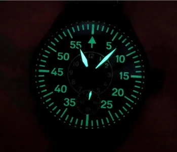 44mm black dial-Aasia 6498 17 pärleid liikumise PVD juhul C3 helendav Mehaanilised kellad Meeste vaata Piloodi vaadata GR40-2